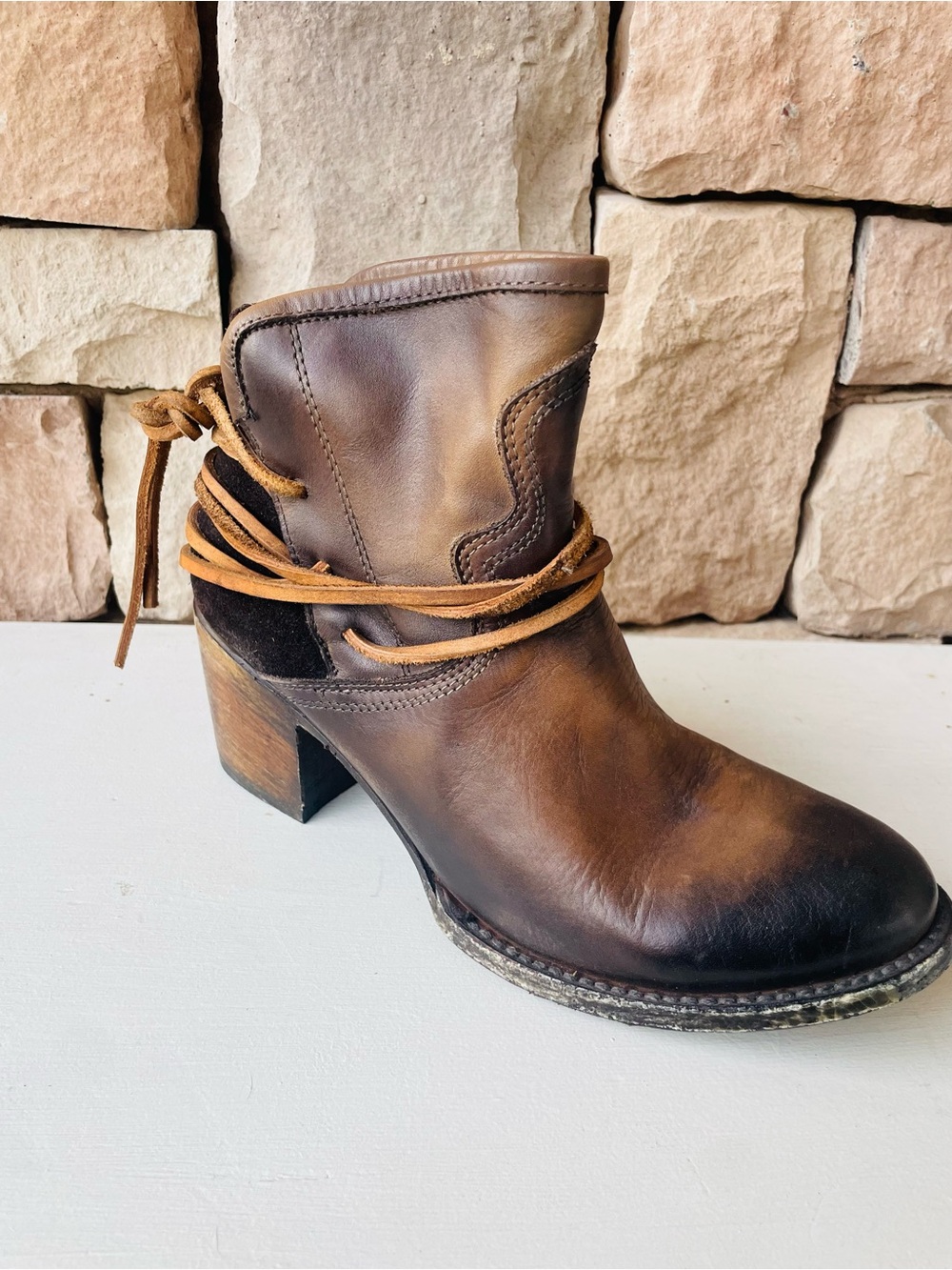 Freebird by Steven Casey Leather Ankle Heeled Booties